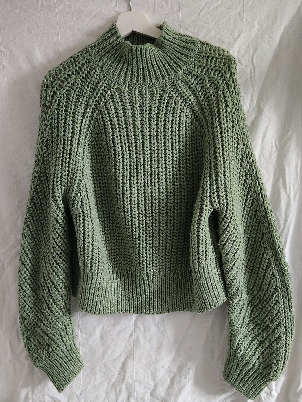 H&M Sage Green Chunky Mock Neck Sweater